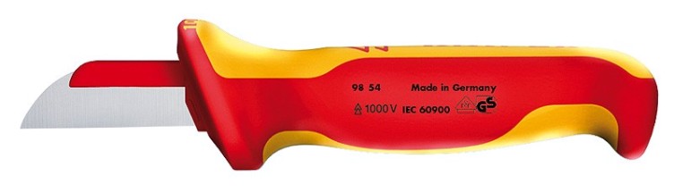 Нож монтерский KNIPEX KN-9854SB для кабеля VDE, диэлектрическая ручка