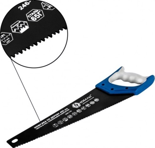 Ножовка по дереву Кобальт 246-142 400 мм, тефлоновое покрытие закал. зуб, 3d-заточка
