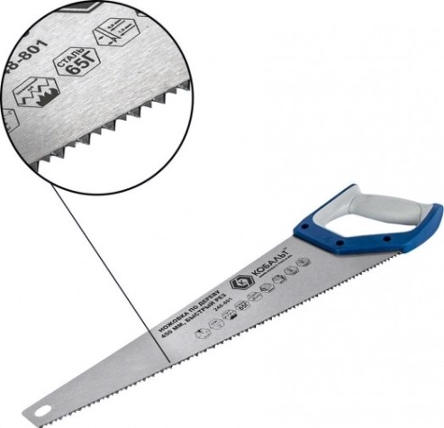 Ножовка по дереву Кобальт 248-801 450 мм, зак.й зуб, 2d-заточка, двухк. рукоятка.
