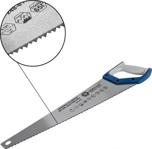 Ножовка по дереву Кобальт 248-818 500 мм, зак. зуб, 2d-заточка, двухк. рукоятка.