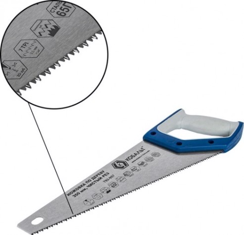 Ножовка по дереву Кобальт 792-957 350 мм, закаленный зуб, 3d-заточка, двухк. рукоятк