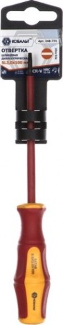 Отвертка диэлектрическая шлицевая Кобальт 248-771 ultra grip sl 3,0х100 мм cr-v, двухкомпонентная ру
