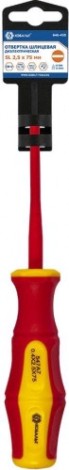 Отвертка диэлектрическая шлицевая Кобальт 646-430 ultra grip sl 2,5х75 мм cr-v, двухкомпонентная рук