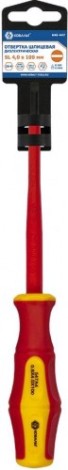Отвертка диэлектрическая шлицевая Кобальт 646-447 ultra grip sl 4,0х100 мм cr-v, двухкомпонентная ру