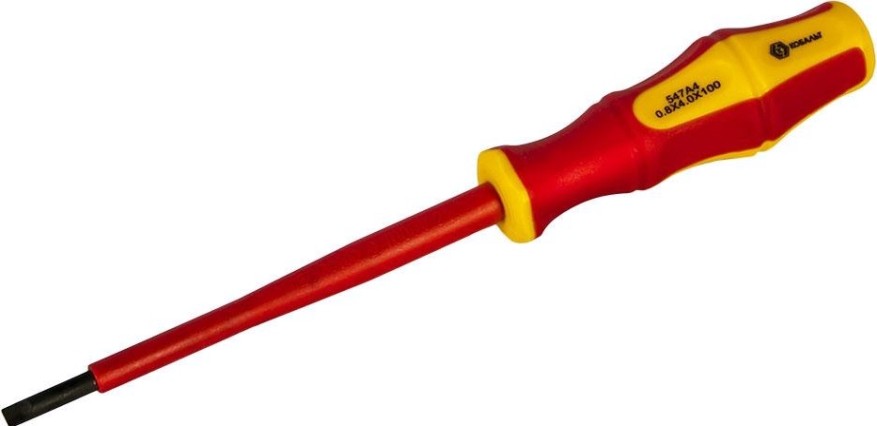 Отвертка диэлектрическая шлицевая Кобальт 646-447 ultra grip sl 4,0х100 мм cr-v, двухкомпонентная ру