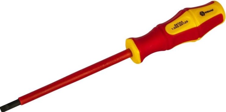 Отвертка диэлектрическая шлицевая Кобальт 646-454 ultra grip sl 5,5х125 мм cr-v, двухкомпонентная ру