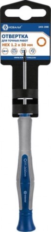 Отвертка Кобальт 245-398 для точных работ ultra grip hex 1.2х50 мм cr-v, дв