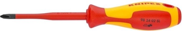Отвертка крестовая диэлектрическая KNIPEX 982401SL 1000 V, PH1 х 80 мм [KN-982401SL]