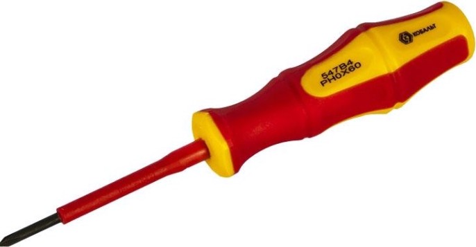 Отвертка крестовая диэлектрическая Кобальт 646-485 ultra grip ph-0х60 мм cr-v, двухкомпонентная рукоя