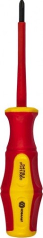 Отвертка крестовая диэлектрическая Кобальт 646-492 ultra grip ph-1х80 мм cr-v, двухкомпонентная рукоя