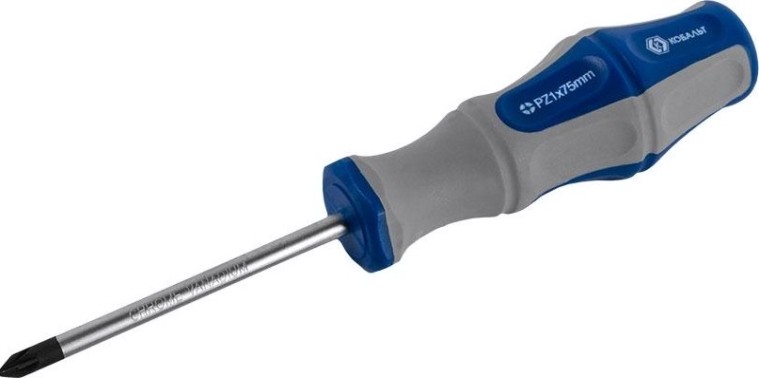 Отвертка крестовая Кобальт 646-409 ultra grip pz-1х75 мм cr-v, двухкомпонентная рукоя