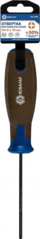 Отвертка крестовая Кобальт 912-069 polywood ph-0х75 мм cr-v, древесно-полимерная руко