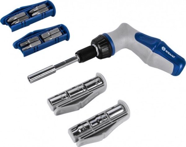 Отвертка с битами Кобальт 245-459 реверсивная ultra grip пистолетная, телескопическа