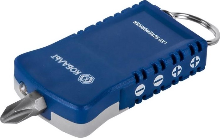 Отвертка с битами Кобальт 245-497 рукоятка брелок с led фонариком и набором