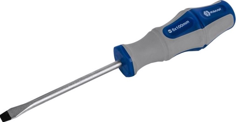 Отвертка шлицевая Кобальт 646-270 ultra grip sl 6,0х100 мм cr-v, двухкомпонентная ру