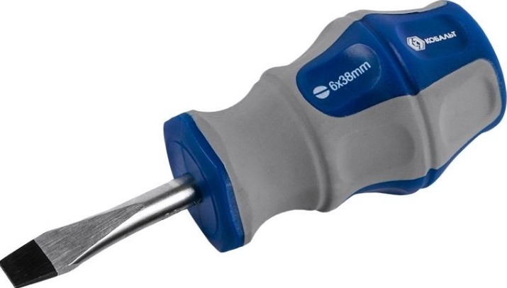 Отвертка шлицевая Кобальт 646-300 ultra grip sl 6,0х38 мм cr-v, двухкомпонентная рук