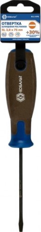 Отвертка шлицевая Кобальт 911-970 polywood sl 3,0х75 мм cr-v, древесно-полимерная ру