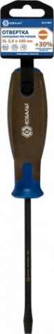 Отвертка шлицевая Кобальт 912-007 polywood sl 5,0х100 мм cr-v, древесно-полимерная р