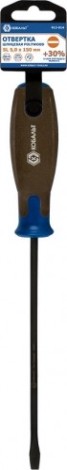 Отвертка шлицевая Кобальт 912-014 polywood sl 5,0х150 мм cr-v, древесно-полимерная р