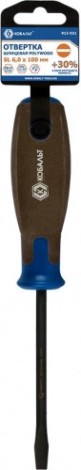 Отвертка шлицевая Кобальт 912-021 polywood sl 6,0х100 мм cr-v, древесно-полимерная р