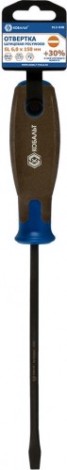Отвертка шлицевая Кобальт 912-038 polywood sl 6,0х150 мм cr-v, древесно-полимерная р