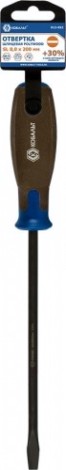 Отвертка шлицевая Кобальт 912-052 polywood sl 8,0х200 мм cr-v, древесно-полимерная р