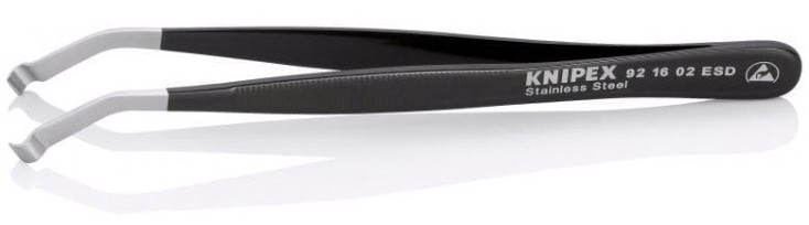 Пинцет KNIPEX KN-921602ESD позиционный ESD, 120 мм, гладкие губки 35°