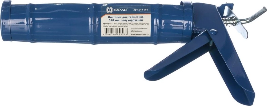 Пистолет для герметика Кобальт 243-981 310 мл, полукорпусной