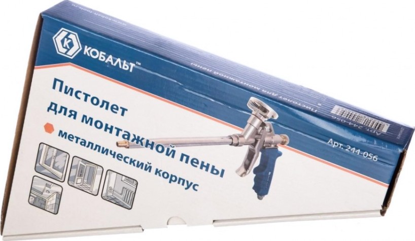 Пистолет для монтажной пены Кобальт 244-056 металлический корпус