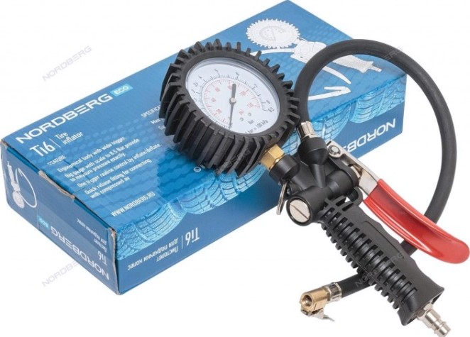 Пистолет NORDBERG Ti6 для подкачки колес с манометром 80 мм [ЦБ-00001150]