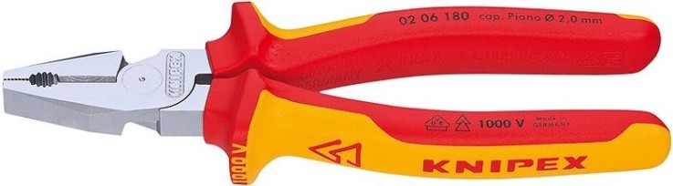Плоскогубцы диэлектрические KNIPEX 0206200 1000 V, 200 мм, комбинированные, силовые [KN-0206200]