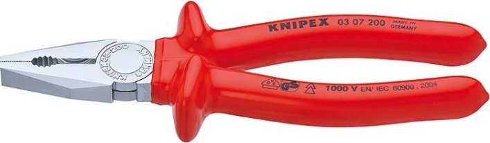Плоскогубцы диэлектрические KNIPEX 0307180 1000 V, 180 мм, комбинированные [KN-0307180]