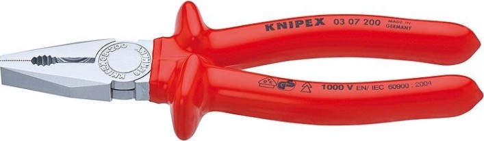 Плоскогубцы диэлектрические KNIPEX 0307250 1000 V, 250 мм, комбинированные [KN-0307250]