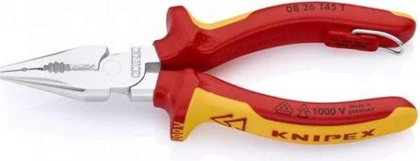 Плоскогубцы диэлектрические KNIPEX 0826145TBK 145 мм комбинированные, остроконечные [KN-0826145TBK]