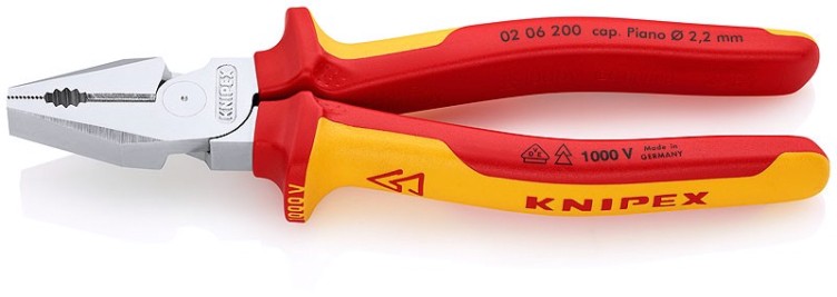 Плоскогубцы диэлектрические KNIPEX KN-0206200SB комбинированные особой мощности VDE, 200 мм