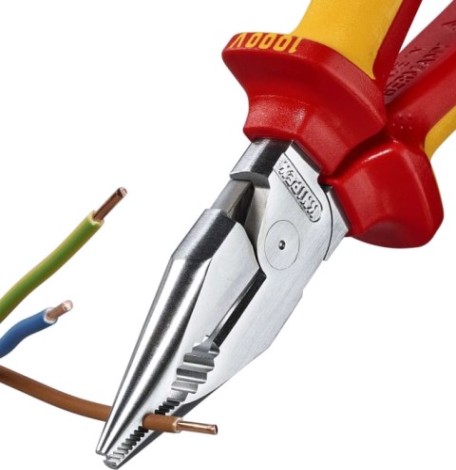 Плоскогубцы диэлектрические KNIPEX KN-0826185SB остроконечные с удлиненными губками, 185 мм