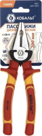 Плоскогубцы диэлектрические Кобальт 647-024 1000 V, 200 мм