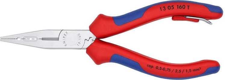 Плоскогубцы для монтажа проводов KNIPEX 1305160T 160 мм со страховочным креплением [KN-1305160T]
