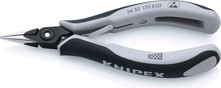 Плоскогубцы KNIPEX 3452130ESD 130 мм прецизионные для электроники, антист. [KN-3452130ESD]
