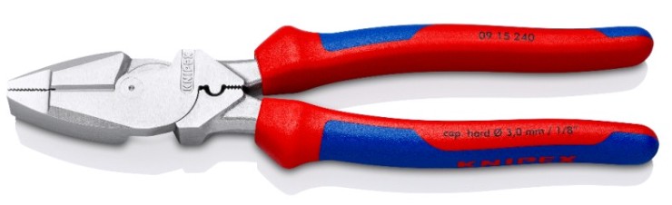 Плоскогубцы KNIPEX KN-0915240 Lineman's электромонтажные, зона обжима, 240 мм