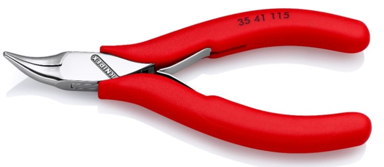Плоскогубцы KNIPEX KN-3541115 захватные для электроники, плоскокруглые губки 45°