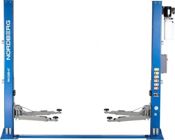 Подъемник автомобильный NORDBERG N4120BE-4B 380v 2х стоечный 4т с электростопорами (синий) [ЦБ-00012290]