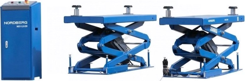 Подъемник автомобильный NORDBERG N631-3,5B ножничный 3,5т, 220В, с адаптерами для suv а [ЦБ-00010058]