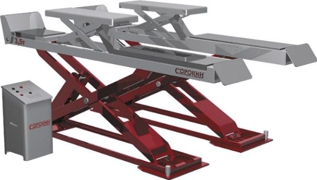 Подъемник ножничный СОРОКИН 17.35 для сход-развала, грузоподъемность 3,5 т, 380В