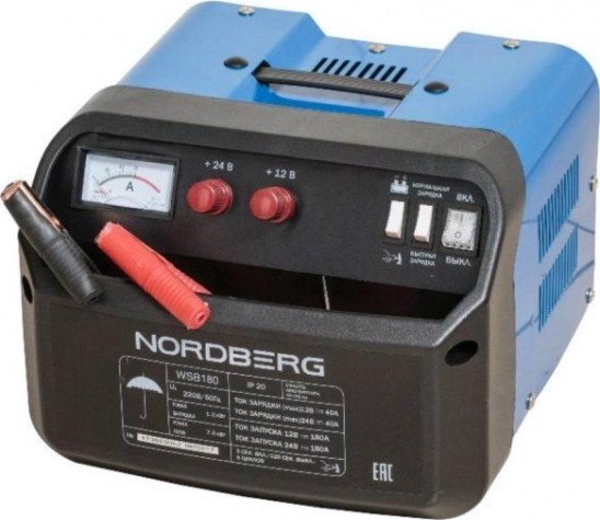 Пускозарядное устройство NORDBERG WSB180 12/24v макс ток 180А [ЦБ-00002163]