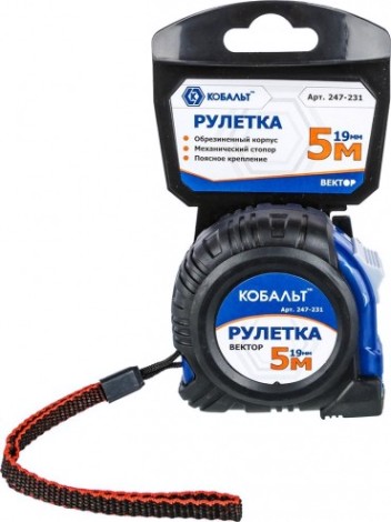Рулетка Кобальт 247-231 вектор 5мx19мм обрезиненный корпус