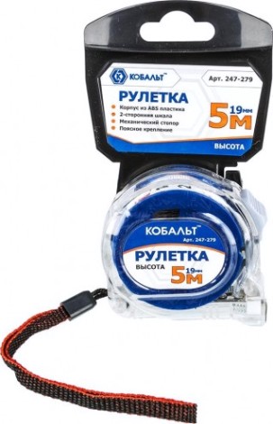 Рулетка Кобальт 247-279 высота 5мx19мм прозрачный корпус