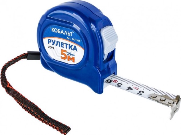 Рулетка Кобальт 247-316 луч 5мx19мм, корпус из abs пластика