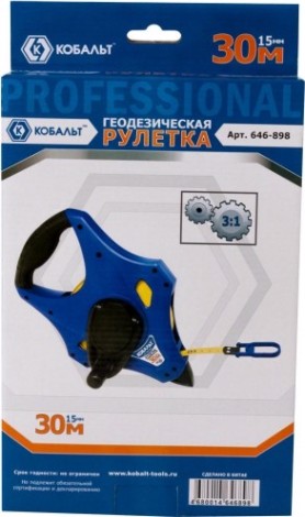 Рулетка Кобальт 646-898 геодезическая 30мx15мм открытый корпус