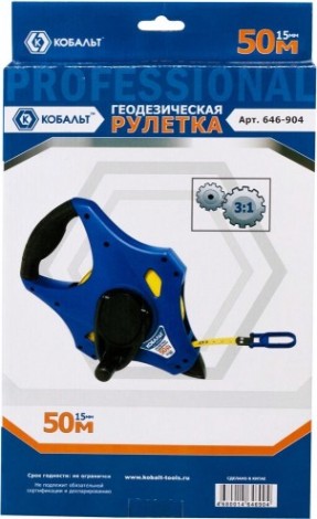 Рулетка Кобальт 646-904 геодезическая 50мx15мм открытый корпус